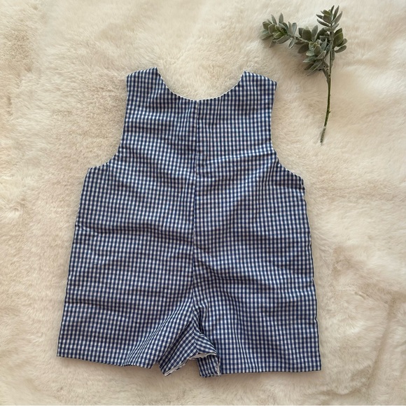 Petit Bebe | NWOT - Blue Check Shortalls - Size 3 Months - Picture 2 of 7